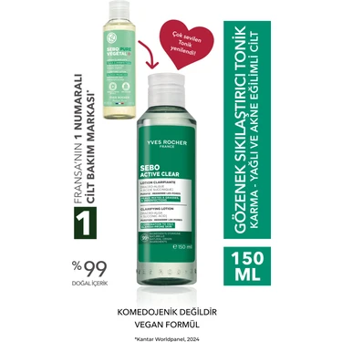 Yves Rocher Arındırıcı Gözenek sıkılaştırıcı Tonik-Süksinik Asit&Çinko-Sebo Active Clear Botanik
