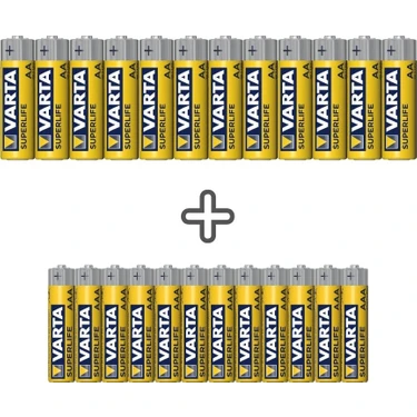 Varta Süperlife 24'lü Tek Kullanımlık Pil PAKETI 1,5 V (12AA+12AAA) Yüksek