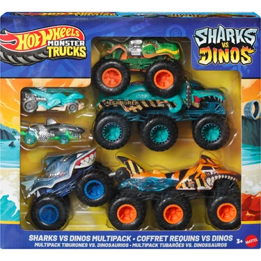 m*n様 ホットウィール コレクタブルズ Xtreme Trucks 2台セット Hot Wheels Köpek Balığı ve Dinozor Çoklu Paketi, 2 Büyük Fiyatı