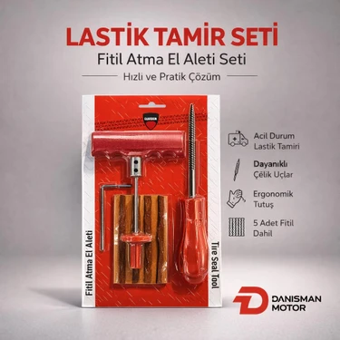 Guardian Guardıan Lastik Tamir Seti – Fitil Atma El Aleti Seti, Acil Durum Lastik Yama Kiti (5