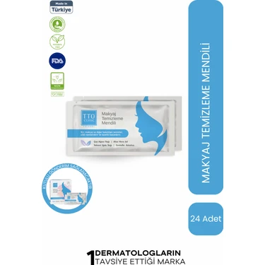 TTO Clinic 24’lü Makyaj Temizleme Mendili – Nemlendirici & Arındırıcı Yüz