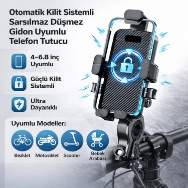 Polhammobile Polham Otomatik Kilit Sistemli Sarsılmaz Düşmez Gidon Uyumlu Bisiklet, Motosiklet
