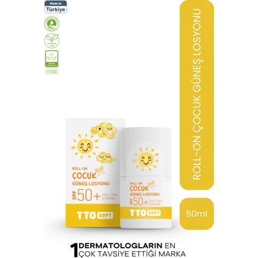 TTO Soft Roll-On Çocuk Güneş Losyonu 50 ml SPF 50 – Hassas Ciltler İçin Yüksek Korumalı Güneş