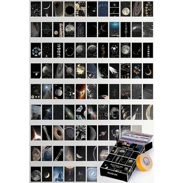 Shop A Way Uzay Temalı 90 Adet Duvar Poster Seti, Kutulu, Oda Dekoru