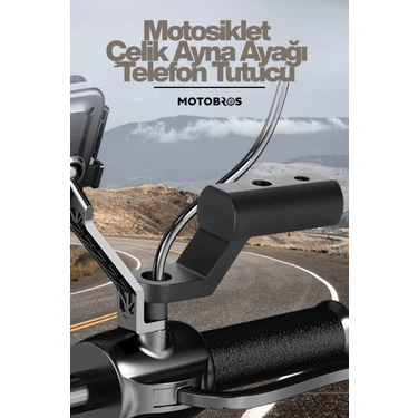 Motobros Motosiklet Çelik Ayna Bağlantı Telefon Tutucu Aparatı Sis Farı ve Kamera Montaj