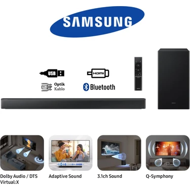 Samsung 3.1 Kanal Soundbar 430 Watt Dts Virtual x Teknolojili Ev Sinema Ses Sistemi Dahili Merkez