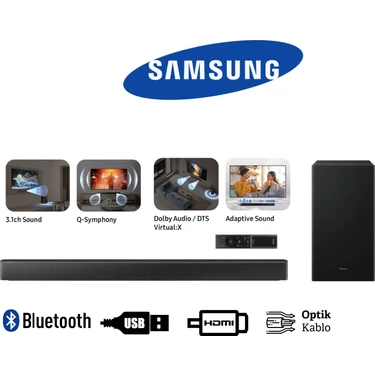 Samsung 430W 3.1 Kanal Soundbar Bass Boost Teknolojili Güçlü Bas Performansı ve Oyun Modu Kristal