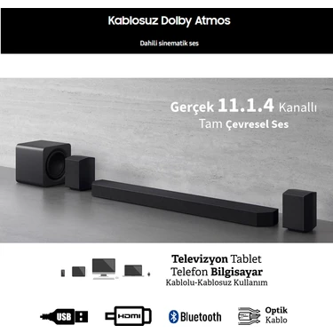 Samsung 656 Watt 2026 Model-Yüksek Güç Mükemmel Ses Kalitesi 11.1.4 Kanal Kablosuz Dolby Atmos