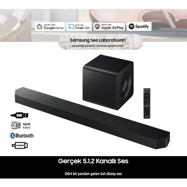 Samsung Kablosuz Çevresel Ses 5.1.2 Kanal Soundbar & Sinema Sistemi - Voice Assistant ve Müzik