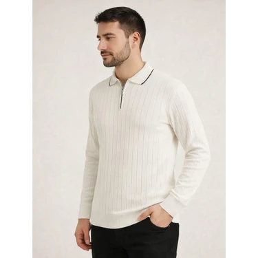 Polo Mirage Beyaz Fermuarlı Polo Yaka