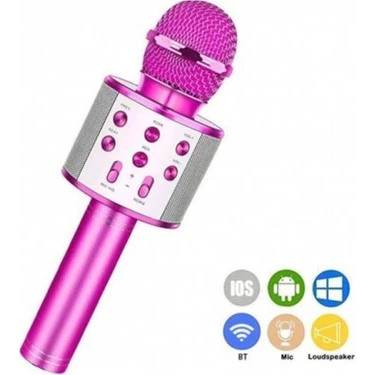 Bategen Karaoke Mikrofon Dahili Hoparlörlü USB Flash Tf Kart Destekli Ses Değiştirme Efektli Çocuk