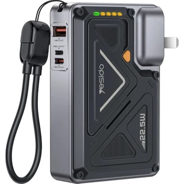 Yesido YP89 Akım Korumalı ve Standlı 10.000 Mah 5in1 22.5W Pd ve 15W Kablosuz Hızlı Şarj Destekli