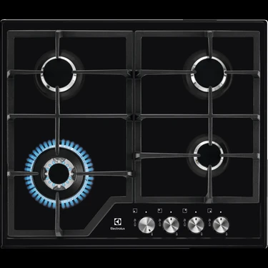 Electrolux EGS6436K 600 Serisi Speedburner 60 cm Gazlı Döküm Izgaralı Wok Siyah Emaye Ankastre