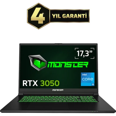 Monster Abra A7 V15.5.4 Intel Core i5 13500H 16 GB RAM 1 TB SSD 4 GB RTX 3050 FreeDOS 17,3" 144 Hz