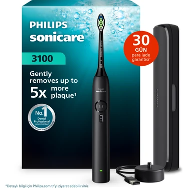 Philips Sonicare 3100 Serisi Şarjlı Diş Fırçası Siyah, 5 Kat Plak Temizliği, Basınç Sensörü, 14 Gün Şarj Ömrü, 3 Hız Ayarı, Seyahat Kabı Hediyeli - HX4033/32 ürün görseli