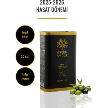Green Amour Yeni hasat, Soğuk Sıkım, 0,3 asit, 3 litre  Natürel Sızma