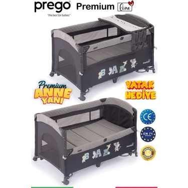 Prego Premium Anne Yanı Oyun Parkı 70*120 cm GRİ + Yatak Hediyeli