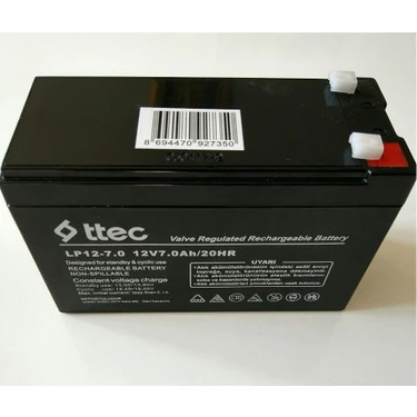 TTec Pi-Es Mustang Bakımsız Kuru Akü 12V 7Ah Uzun Ömürlü Düşük