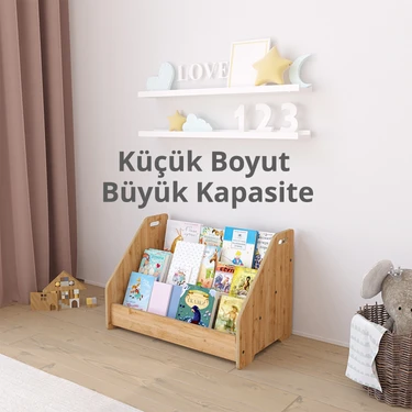 Minera Anka Montessori Ahşap Yer Kitaplığı Çocuk Odası Kitap ve Oyuncak
