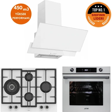 Ferre ve Afm Tech Marka Iq 8 Prog. Turbolu Beyaz Dijital Ankastre Set (ED076-WFA