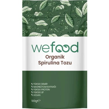 Wefood Organik Spirulina Tozu 100 gr 8681749104406 Yüksek Demir ve Protein Kaynağı Doğal