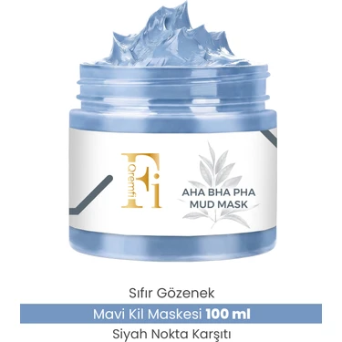 QREMFİ AHA BHA PHA İçerikli Sıfır Gözenek Mavi Kil Maskesi 100 ml Tüm Cilt Tipleri İçin