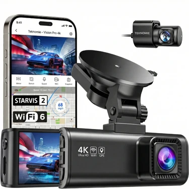 Tarçın Teknomie Vision Pro 4K Dash Cam - Akıllı Araç Içi Güvenlik Kamerası - Wifi-Gps-Hdr-