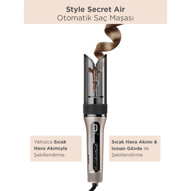 BaByliss Style Secret Air Auto-Curl Teknolojili Sıcak Hava İle Bukle Yapan Otomatik Bukle Saç