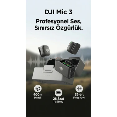 DJI Mic 3 Kablosuz Mikrofon 2 Tx + 1 Rx Siyah Renkli Hafif Fiyatı