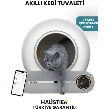 Haustier BF01 Akıllı Otomatik Kedi Tuvaleti, Tuya App-Wifi Uzaktan Kontrol, 65LT Hazne, 9lt Çöp