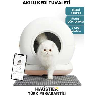 Haustier CB001 Akıllı Otomatik Kedi Tuvaleti, APP ile Kontrol, 75lt İç Hazne, 7lt Çöp