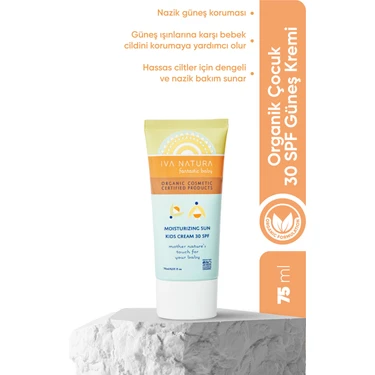 Iva Natura Organik Çocuk Güneş Kremi 30 SPF Hassas Ciltler İçin Çinko Oksit İçerikli 75