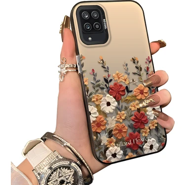 Ucuc Samsung Galaxy A12/M12 Uyumlu Kılıf Akrilik Sert Arka Panel Mat Dokulu Yan Silikon Darbe Emici