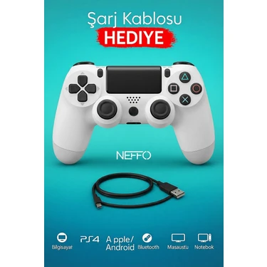 Neffo Ps4 Joystick Tablet Telefon Pc Uyumlu Titreşimli Oyun Kolu 1 Adet - Şarj Kablo