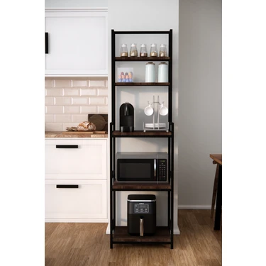 Solto Home MA6-12 Mikrodalga & Airfryer Rafı | Çok Amaçlı Mutfak Organizer Kahve