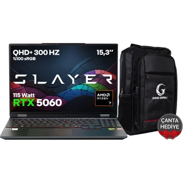 Game Garaj Slayer SR7T-5060 C2 Amd Ryzen 7 255 32GB Ram 1tb SSD RTX5060 15.3" Qhd+ 300Hz IPS