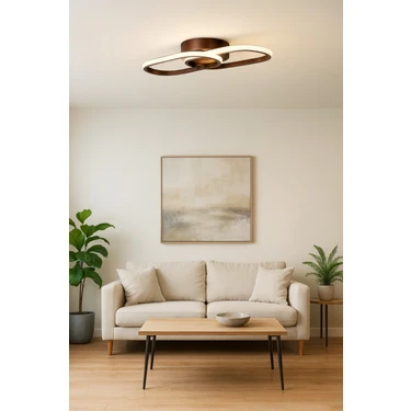 Zzez Kahverengi Modern Tasarım Cafe - Salon - Mutfak - Hol - Yatak Odası Beyaz LED