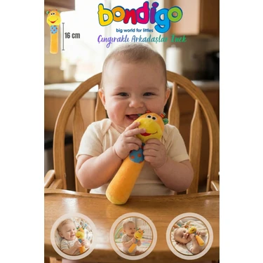 Bondigo Ormandaki Çıngıraklı Arkadaşlar İnek Diş Kaşıyıcı 16 cm Eğlenceli Bebek Dostu