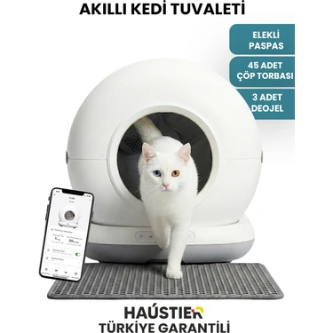 Haustier CB001 Akıllı Otomatik Kedi Tuvaleti, APP ile Kontrol, 75lt İç Hazne, 7lt Çöp