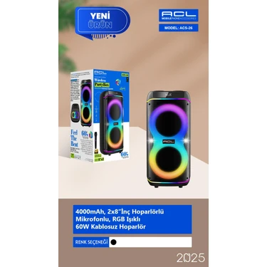 Acl Acs-26 60W Şarjlı Büyük Boy Hoparlör