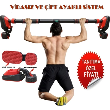 Reidan Bx Çift Ayaklı 92-120CM Koridor Kapı Barfiksi Barfix Aleti Çubuğu Çekme Barı Demiri Bar