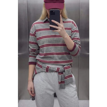 DeFacto Loose Fit Çizgili Sweatshirt