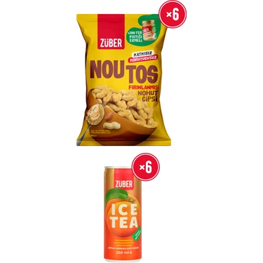 Züber Süper İkili Parti Paketi - %100 Yer Fıstığı Ezmeli Noutos x6 + Ice Tea Şeftali