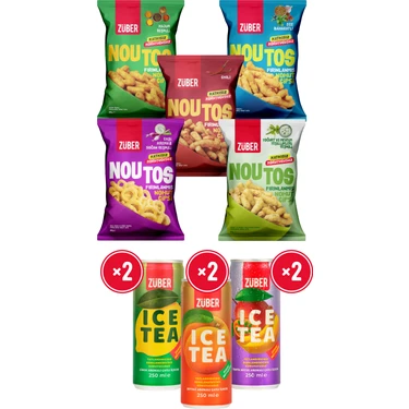 Züber Karma Parti Paketi Noutos x5 (Kajun,Chili,Ege,Ekşi Krema,Yoğurt) + Ice Tea x6