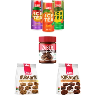 Züber Tanışma Paketi - Nutzilla x1, Kurabiye x2 (Yulaflı, Kakaolu), Ice Tea x3 (Limon, Şeftali,
