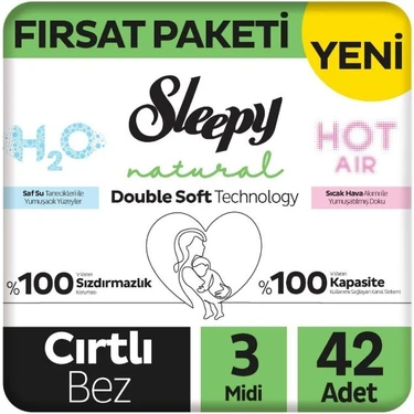 Sleepy Natural Double Soft Fırsat Paketi Bebek Bezi 3 Numara Midi 42