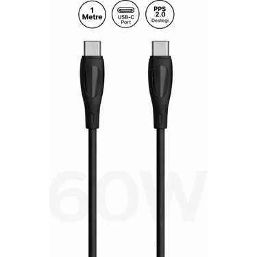 Teknofone Usb-C To Usb-C 1 Metre Kablo 60W Güç / Pps 2.0 Desteği Super Hızlı Şarj / 480 Mbps Data