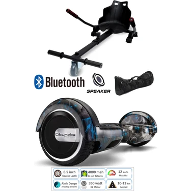 Citymate Elektrikli Kaykay Scooter Hoverboard Akıllı Dengeli + Hover Kart + Çanta Full