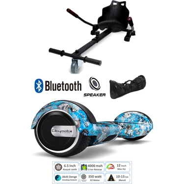 Citymate Elektrikli Kaykay Scooter Hoverboard Akıllı Dengeli + Hover Kart + Çanta Full