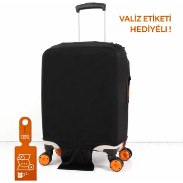 Trink Çanta Valiz Kılıfı ve Bavul Kılıfı - Likralı Esnek Kumaş - Siyah *ORTA